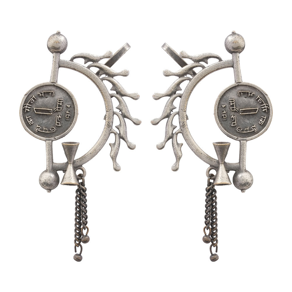 Rupal- Silver Brassoxidised Stud Earrings