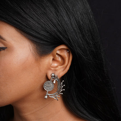 Rupal- Silver Brassoxidised Stud Earrings