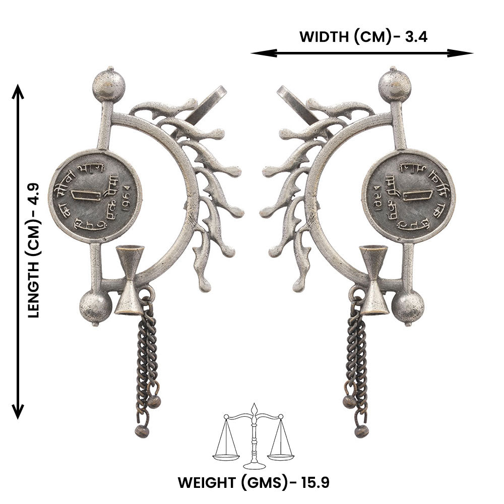 Rupal- Silver Brassoxidised Stud Earrings