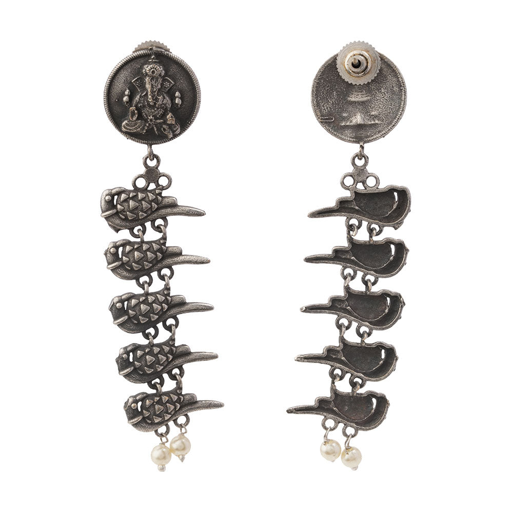Vinayaka- Silver Brass Pearl dangler earrings