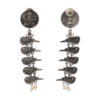 Vinayaka- Silver Brass Pearl dangler earrings