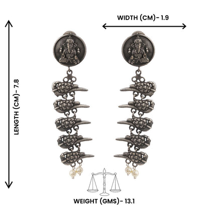 Vinayaka- Silver Brass Pearl dangler earrings