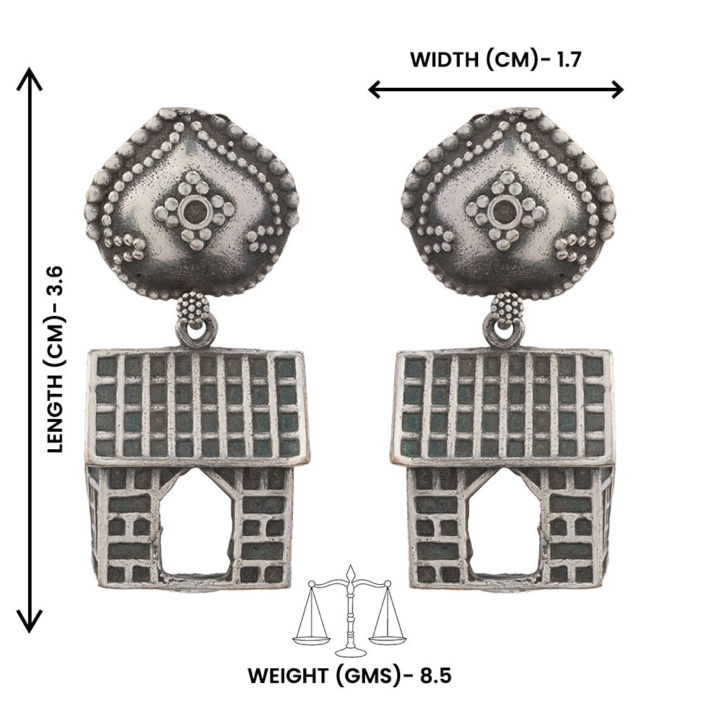 Niwas- Silver Brass oxidised dangler earrings