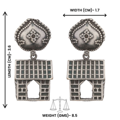 Niwas- Silver Brass oxidised dangler earrings