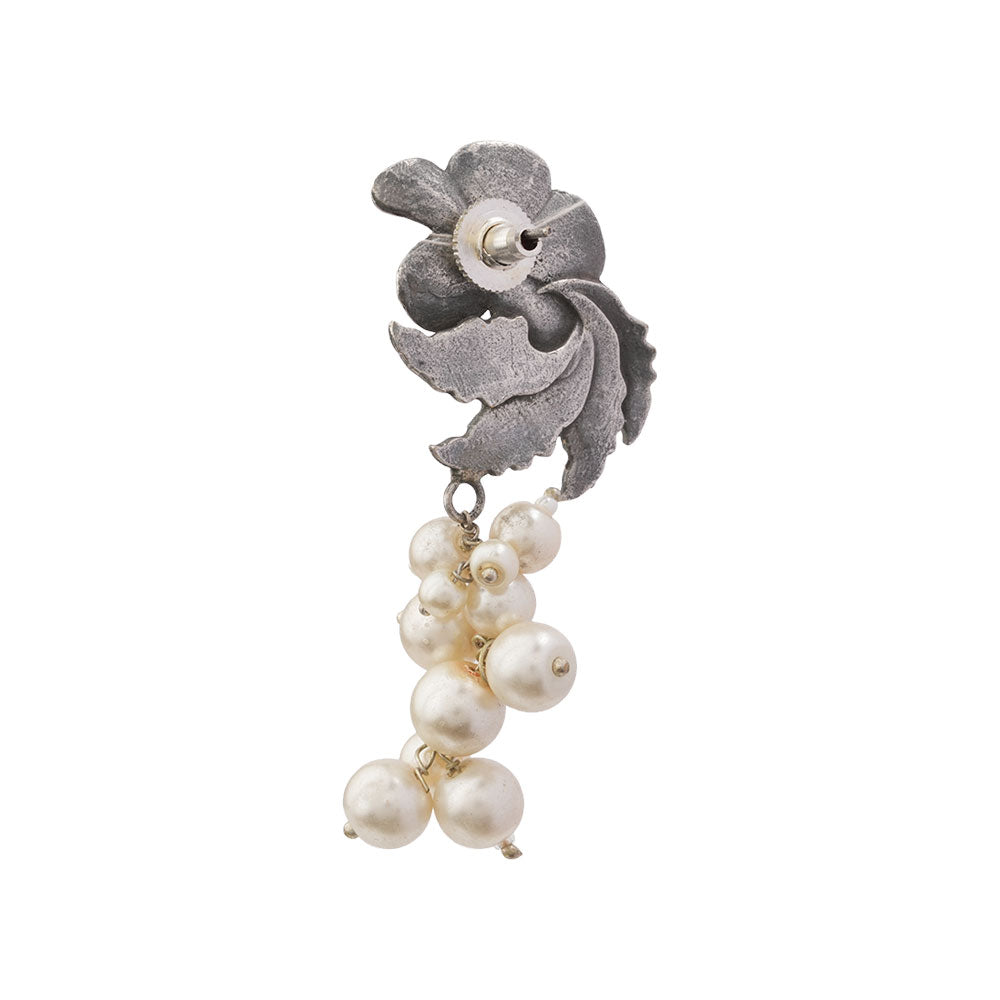 Motiphool- Silver Brass Pearl dangler earrings