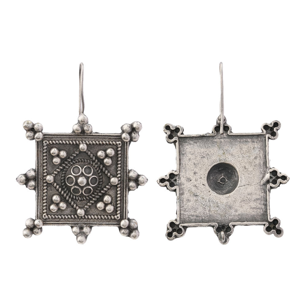 Hirakriti- Silver Brass oxidised dangler earrings