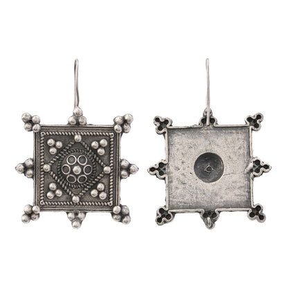 Hirakriti- Silver Brass oxidised dangler earrings