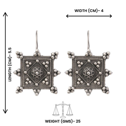 Hirakriti- Silver Brass oxidised dangler earrings