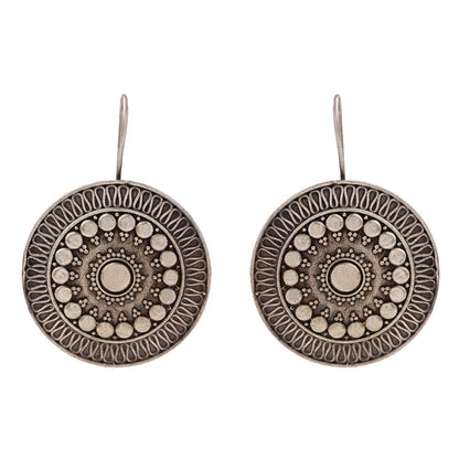 ChandChakra- Silver Brass Oxidised stud earrings