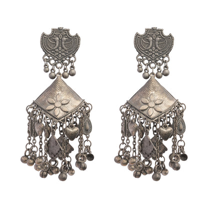 Jhumri- Silver Brass Oxidised Jhumka Earrings