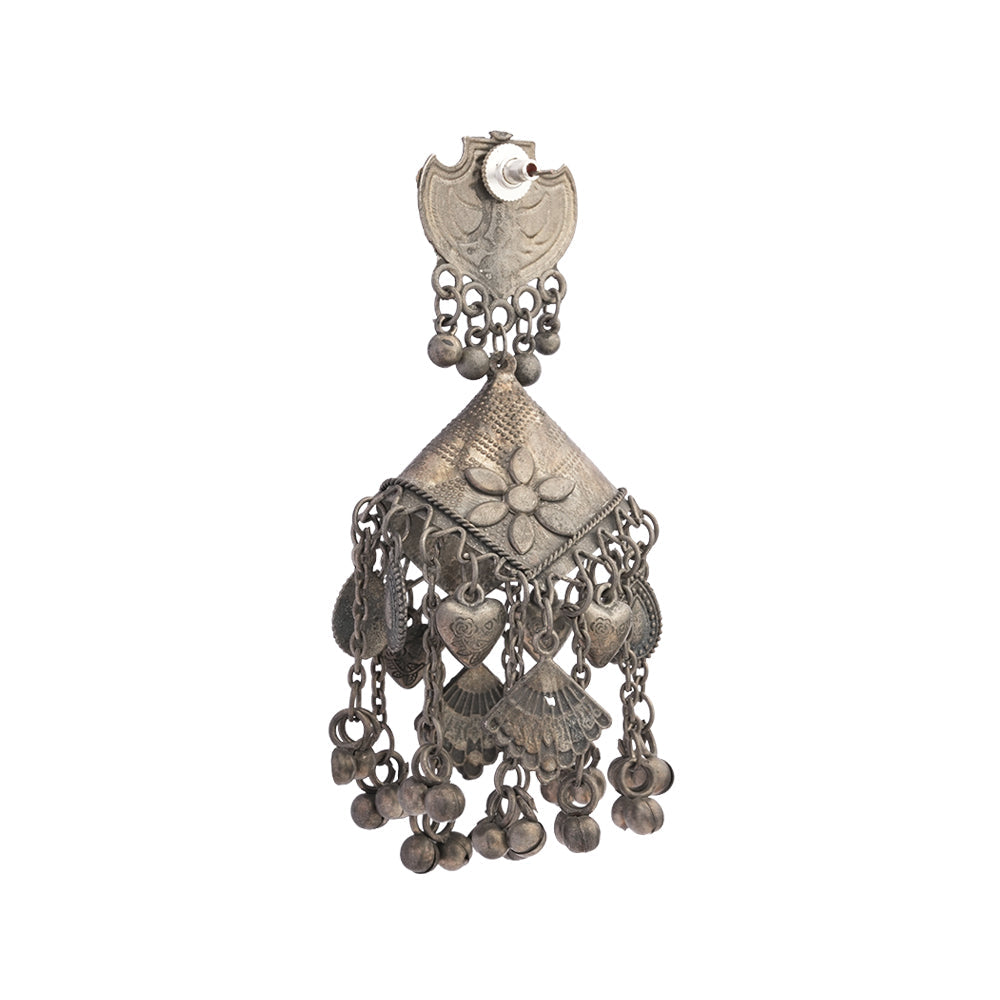 Jhumri- Silver Brass Oxidised Jhumka Earrings