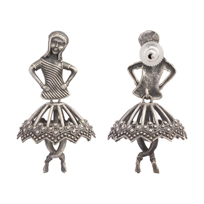 Gudiya- Silver Brass Oxidised stud Earrings