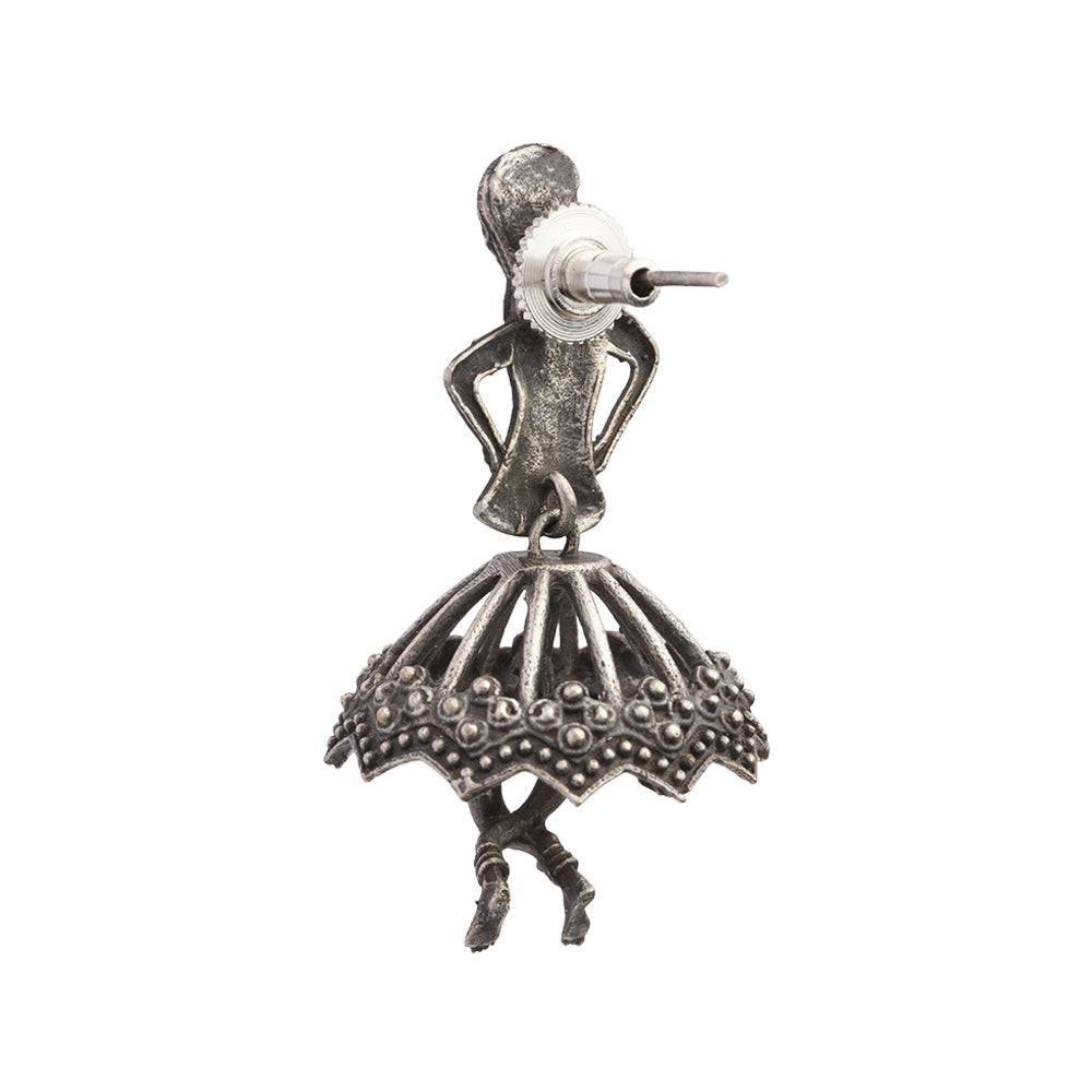 Gudiya- Silver Brass Oxidised stud Earrings