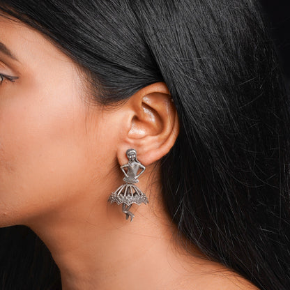 Gudiya- Silver Brass Oxidised stud Earrings
