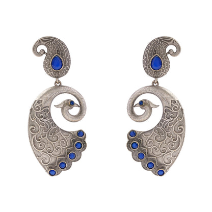 Amarakriti- Silver Brass Oxidised dangler earrings