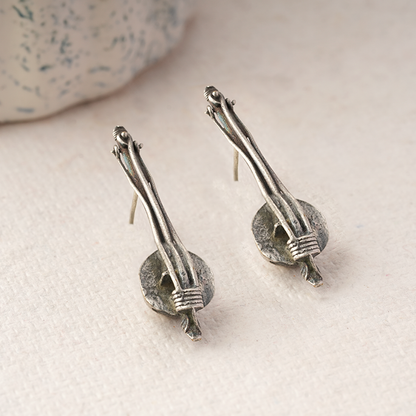 Mira- Silver Brass Oxidised Stud Earrings