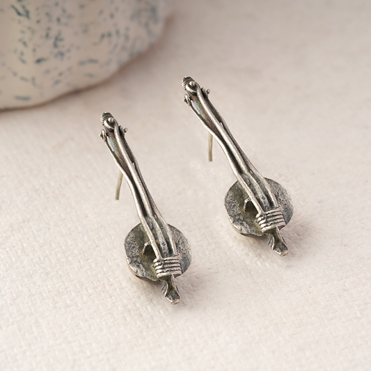 Mira- Silver Brass Oxidised Stud Earrings