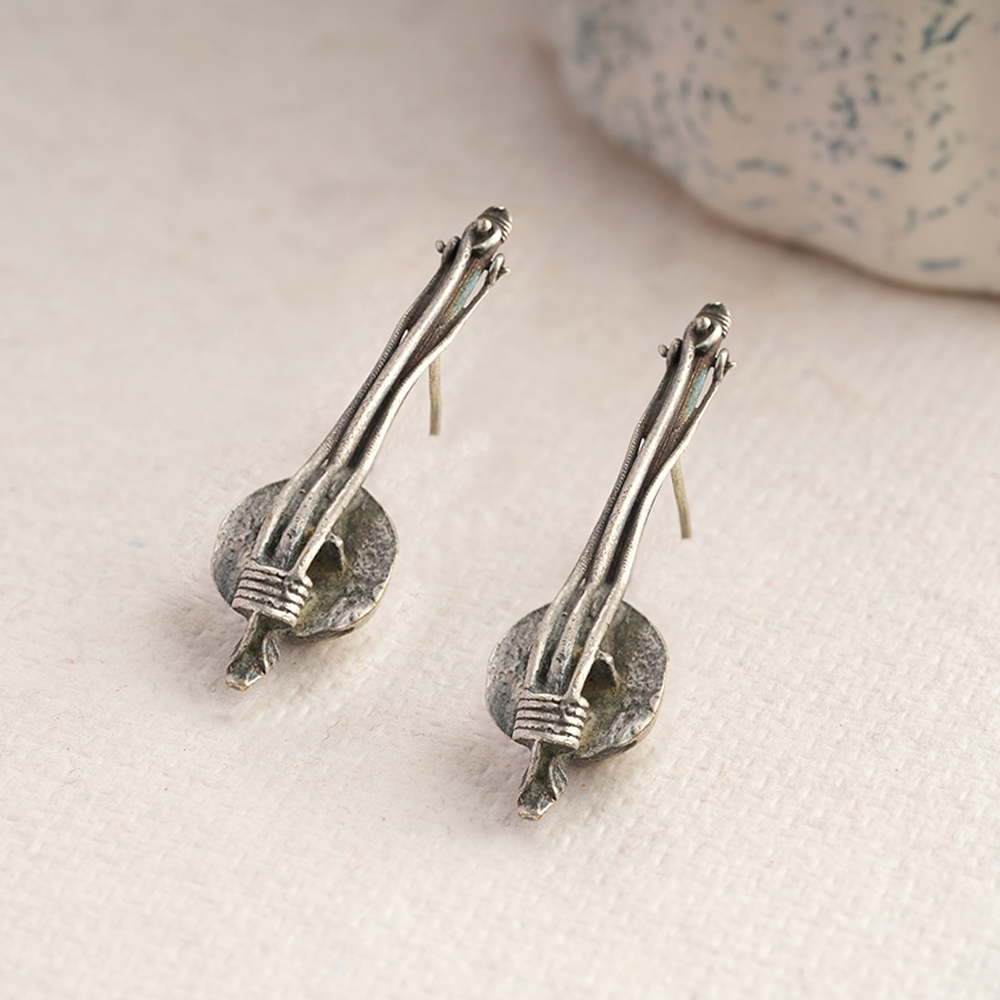 Mira- Silver Brass Oxidised Stud Earrings