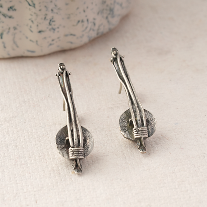 Mira- Silver Brass Oxidised Stud Earrings