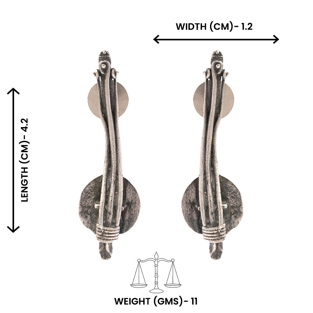 Mira- Silver Brass Oxidised Stud Earrings