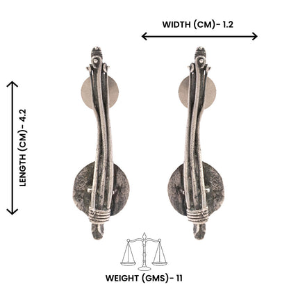 Mira- Silver Brass Oxidised Stud Earrings