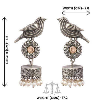 Chakori- Silver Brass Oxidised Jhumka Earrings(Golden)