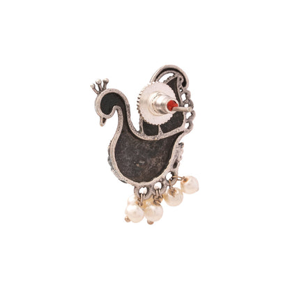 MotiMayur- Silver Brass Pearl dangler earrings