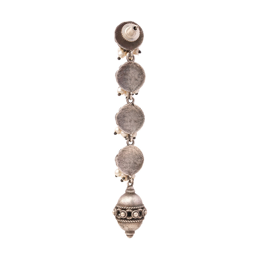 Pushprekha- Silver Brass Oxidisd dangler earrings