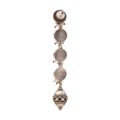 Pushprekha- Silver Brass Oxidisd dangler earrings