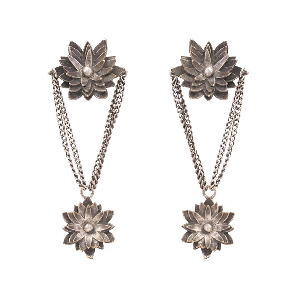 kamala- Silver Brass Oxidised dangler earrings