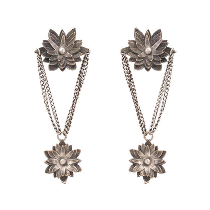 kamala- Silver Brass Oxidised dangler earrings
