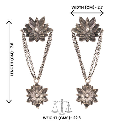 kamala- Silver Brass Oxidised dangler earrings