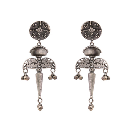 Patrapank- Silver Brass Oxidised dangler earrings