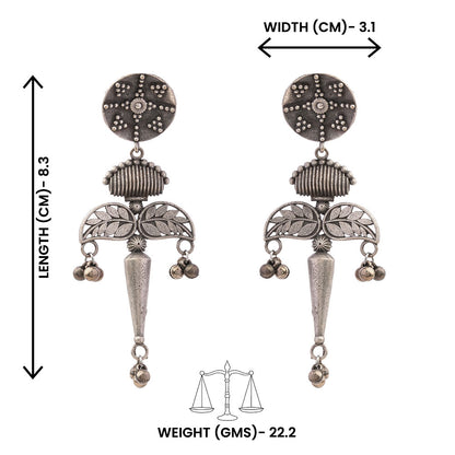 Patrapank- Silver Brass Oxidised dangler earrings