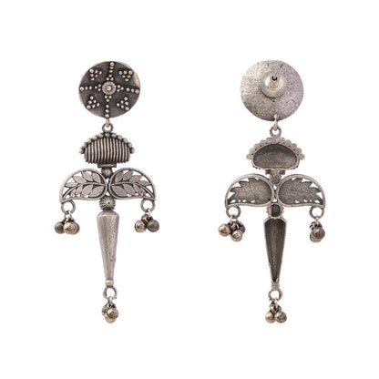 Patrapank- Silver Brass Oxidised dangler earrings