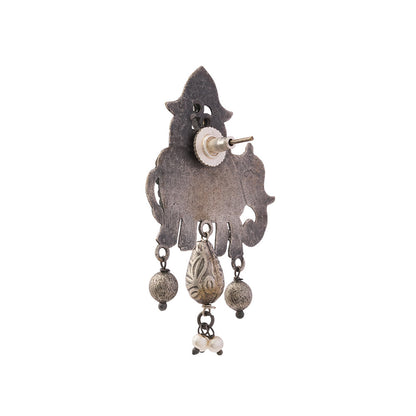 Gajmukhi- Silver Brass Pearl dangler earrings