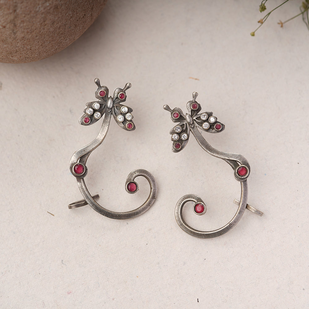 Shyamroop- Silver Brass Oxidised Dangler Earrings