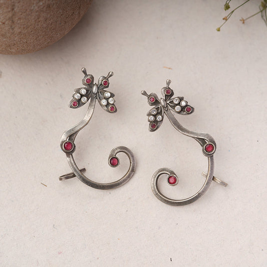 Shyamroop- Silver Brass Oxidised Dangler Earrings