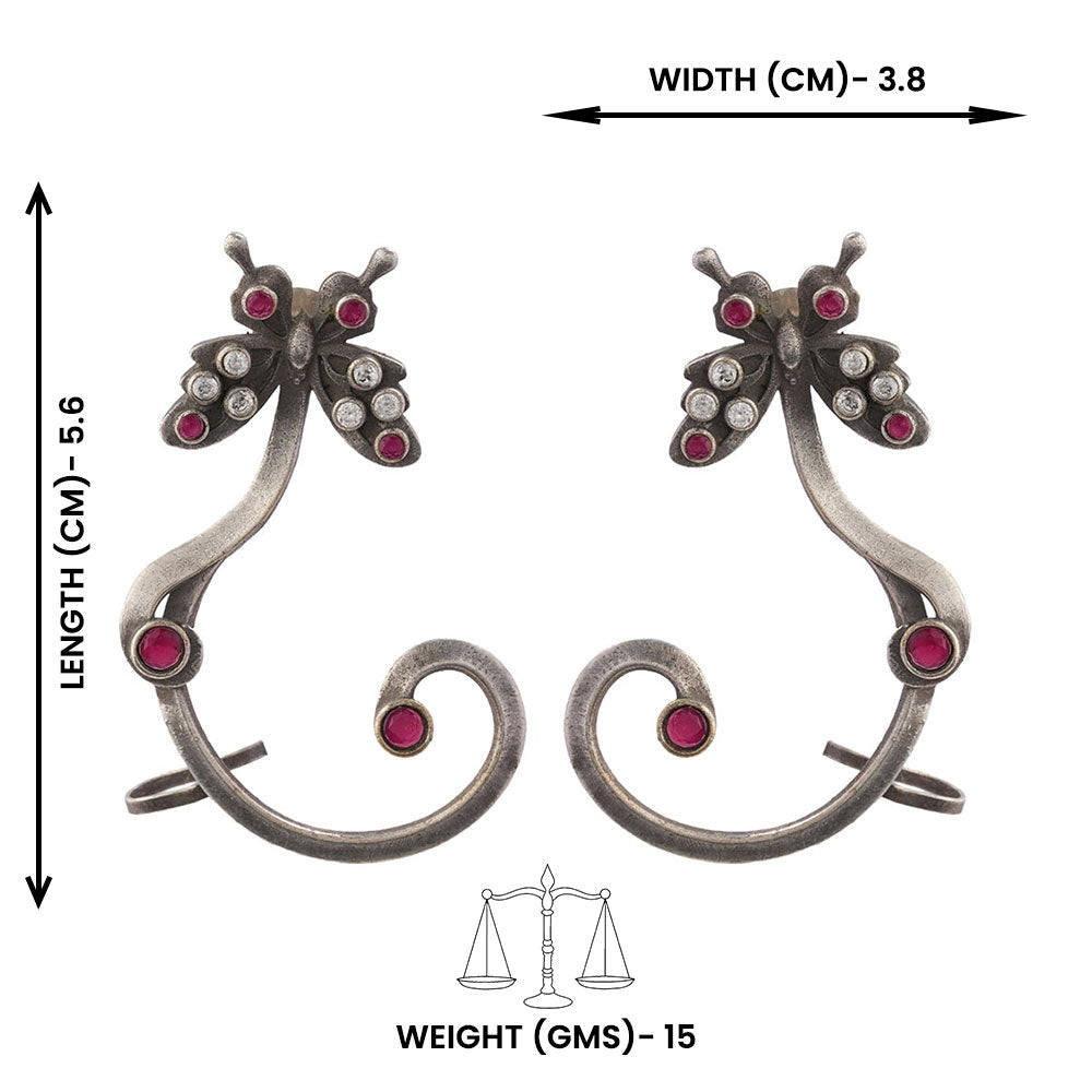 Shyamroop- Silver Brass Oxidised Dangler Earrings