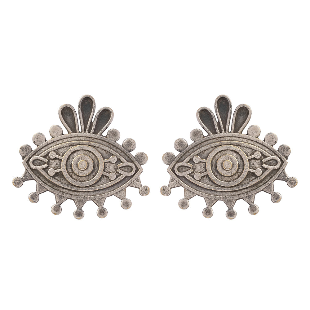 Naina- Silver Brass Oxidised stud earrings