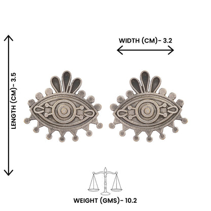 Naina- Silver Brass Oxidised stud earrings