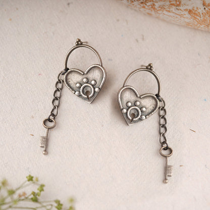 PremTaala- Silver Brass Oxidised dangler earrings