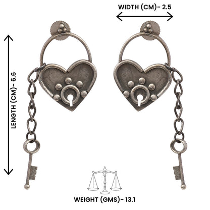 PremTaala- Silver Brass Oxidised dangler earrings