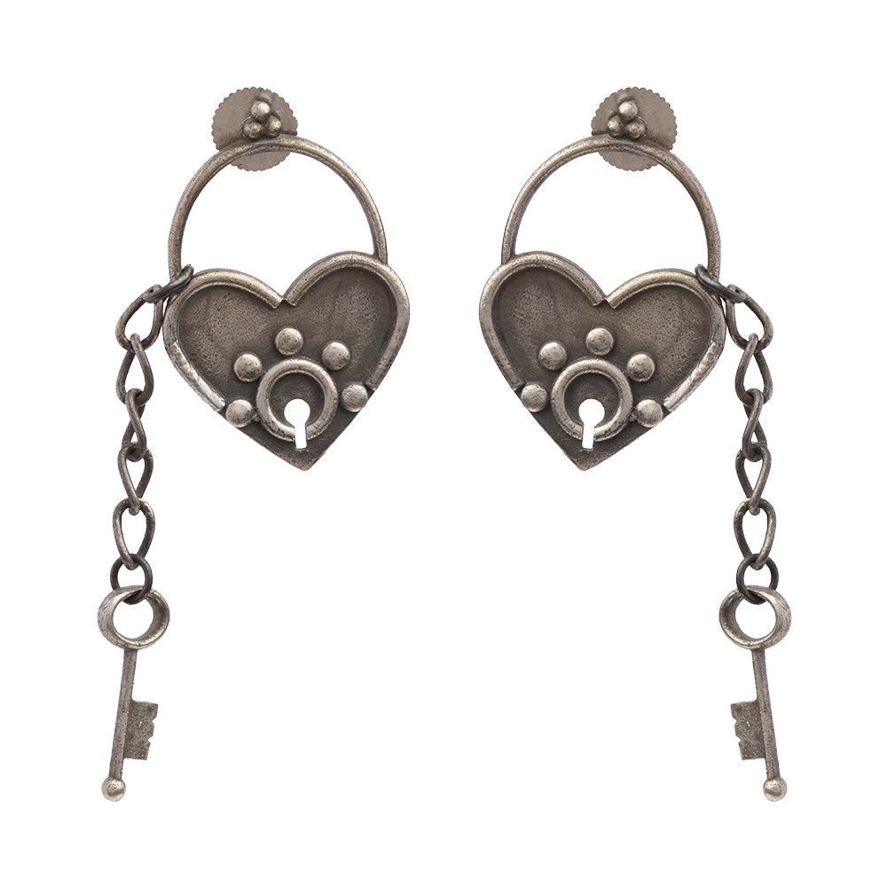 PremTaala- Silver Brass Oxidised dangler earrings