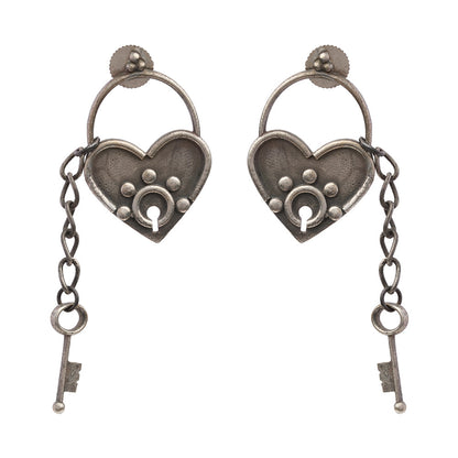 PremTaala- Silver Brass Oxidised dangler earrings