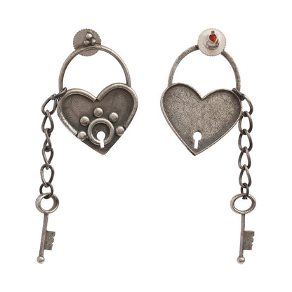 PremTaala- Silver Brass Oxidised dangler earrings