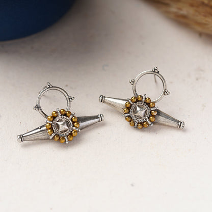ArkaShringar- Silver Brass Oxidised stud earrings