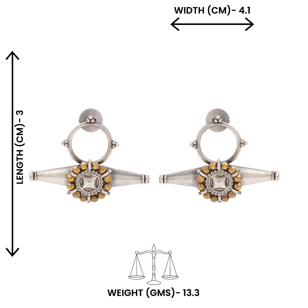 ArkaShringar- Silver Brass Oxidised stud earrings