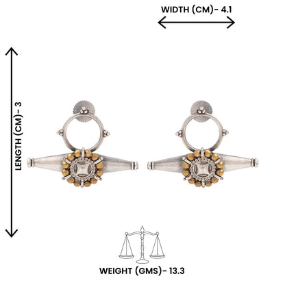 ArkaShringar- Silver Brass Oxidised stud earrings