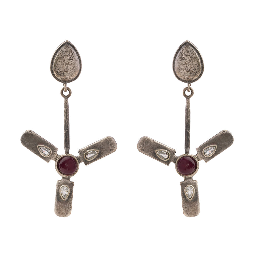 Pawan- Silver Brass Oxidised dangler earrings